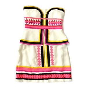 SASS&BIDE Designer Dress Tribal Off-Shoulder Neon